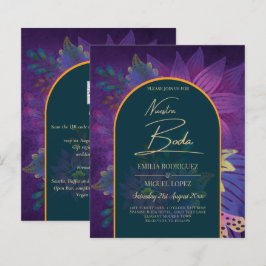 LeahG Green Lila Gold JEWEL TONES Wedding INVITE
