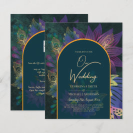 LeahG Green Lila Gold JEWEL TONES Wedding INVITE