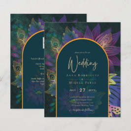 LeahG Green Lila Gold JEWEL TONES Wedding INVITE
