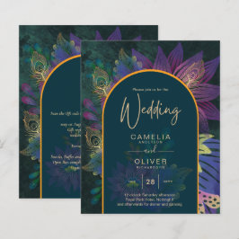 LeahG Green Lila Gold JEWEL TONES Wedding INVITE