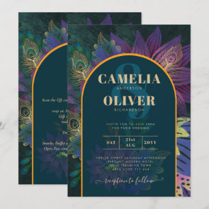 LeahG Green Lila Gold JEWEL TONES Wedding INVITE Einladung