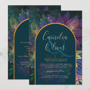 LeahG Green Lila Gold JEWEL TONES Wedding INVITE Einladung