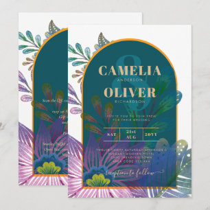 LeahG Green Lila Gold JEWEL TONES Wedding INVITE Einladung