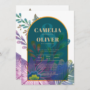 LeahG Green Lila Gold JEWEL TONES Wedding INVITE Einladung