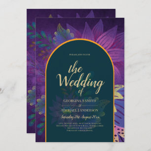 LeahG Green Lila Gold JEWEL TONES Wedding INVITE Einladung