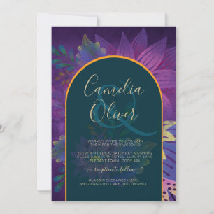 LeahG Green Lila Gold JEWEL TONES Wedding INVITE Einladung