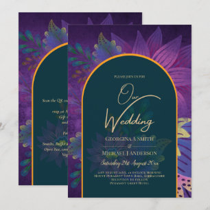 LeahG Green Lila Gold JEWEL TONES Wedding INVITE Einladung