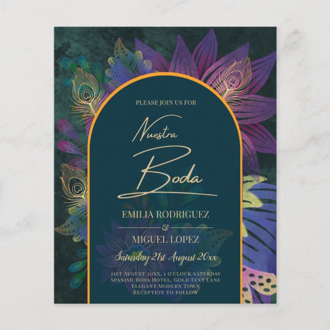 LeahG Green Lila Gold JEWEL TONES Wedding INVITE Flyer (Vorne)
