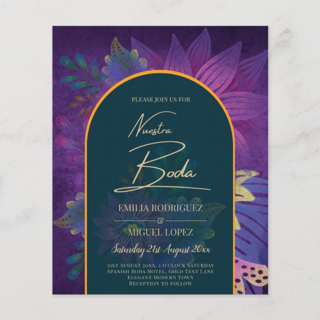 LeahG Green Lila Gold JEWEL TONES Wedding INVITE Flyer (Vorne)
