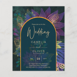 LeahG Green Lila Gold JEWEL TONES Wedding INVITE Flyer