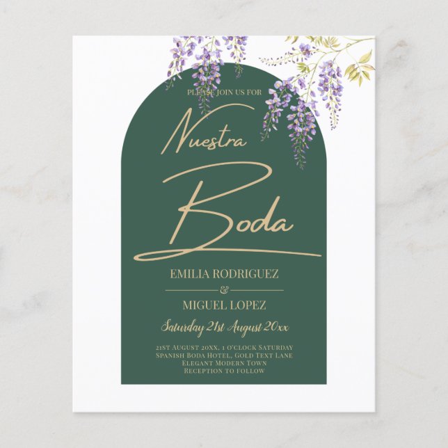LeahG Green Lila Gold WISTERIA Wedding INVITE Flyer (Vorne)