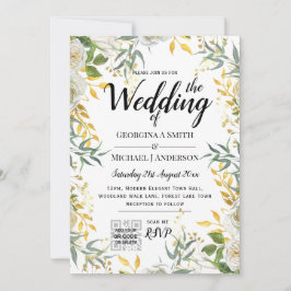 LeahG Greenery Gold Wedding QR CODE UAWG INVITE Einladung