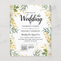 LeahG Greenery Gold Wedding QR CODE UAWG INVITE
