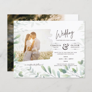 LeahG Greenery Leaves FOTO OVERLAY Wedding Einladu
