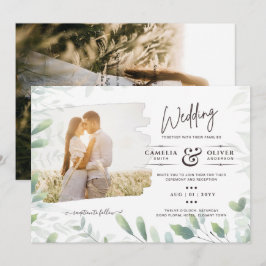 LeahG Greenery Leaves FOTO OVERLAY Wedding Einladu Einladung