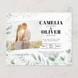 LeahG Greenery Leaves FOTO OVERLAY Wedding Einladu Flyer
