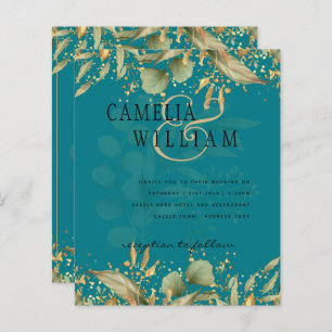 LeahG Greenery Sea Glass Aquamarin Gold Wedding Ei