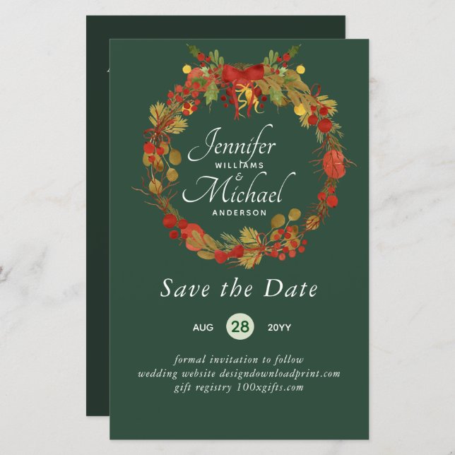 LeahG HAUSHALT Rett Dates Red Rustic Festive Kranz (Vorne/Hinten)