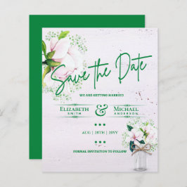 LeahG HAUSHALT Save the Date Rosa Grüne Magnolien