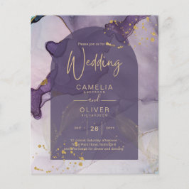 LeahG Ink Ombre Lila Lavender Gold Wedding Flyer