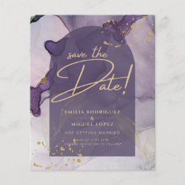 LeahG Ink Ombre Lila Lavender Gold Wedding Flyer