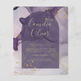 LeahG Ink Ombre Lila Lavender Gold Wedding Flyer