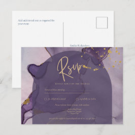 LeahG Ink Ombre Lila Lavender Gold Wedding Postkarte