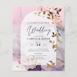 LeahG Ink Ombre Lila Pink Pink Gold Hochzeit Flyer