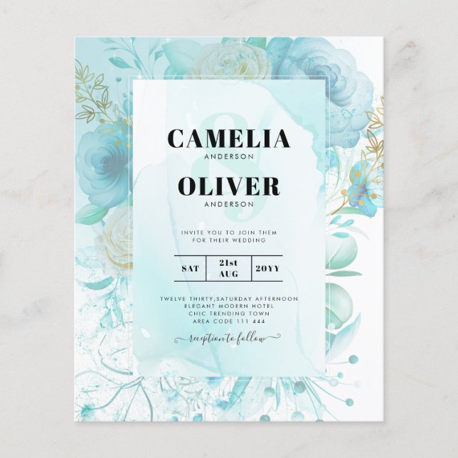 LeahG INK Sea Glass Türkis Aqua Abstrakt INVITE Flyer (Vorne)