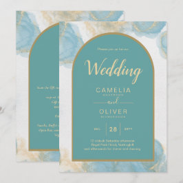 LeahG INK Sea Glass Türkis Aquamarin Gold INVITE Einladung