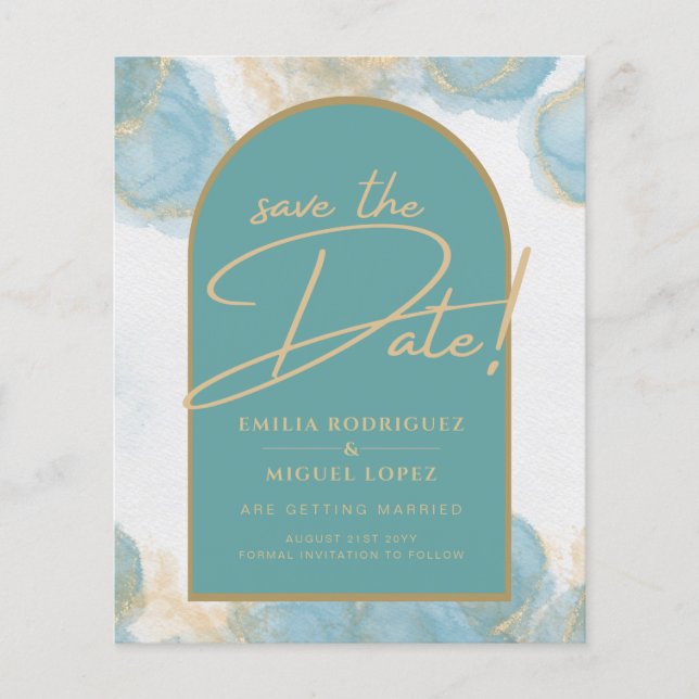 LeahG INK Sea Glass Türkis Aquamarin Gold INVITE Flyer (Vorne)