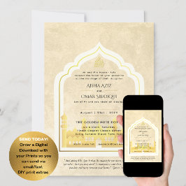LeahG Islamische Wedding Gold Moschee Elegant Nika Einladung