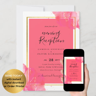 LeahG Lachs PINK GOLD HOCHZEIT Alkohol-Tinte Einladung