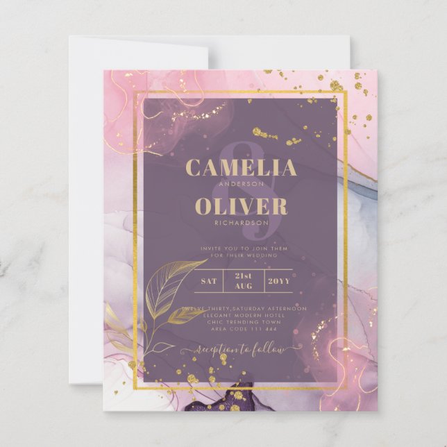 LeahG® Lavender INK Mauve Lila Gold Wedding (Vorderseite)