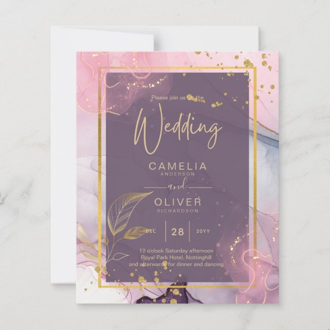 LeahG® Lavender INK Mauve Lila Gold Wedding (Vorderseite)