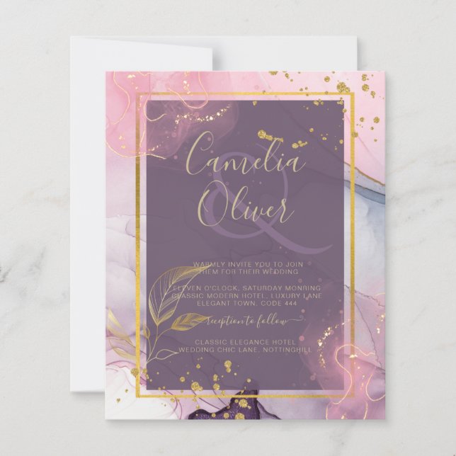 LeahG® Lavender INK Mauve Lila Gold Wedding (Vorderseite)