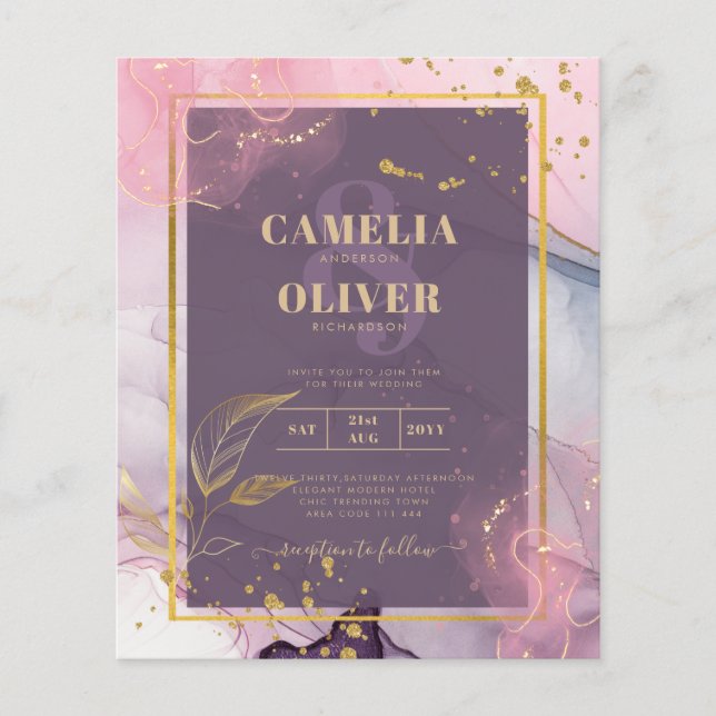 LeahG® Lavender INK Mauve Lila Gold Wedding Flyer (Vorne)