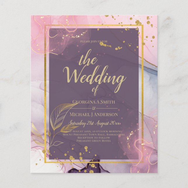 LeahG® Lavender INK Mauve Lila Gold Wedding Flyer (Vorne)