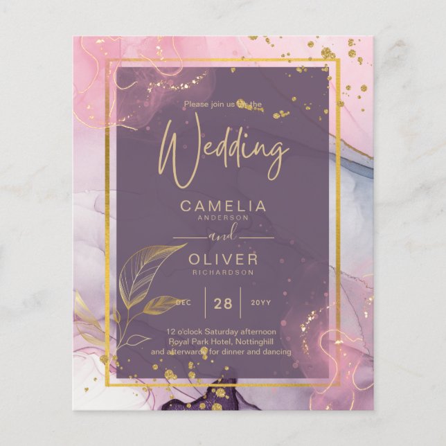 LeahG® Lavender INK Mauve Lila Gold Wedding Flyer (Vorne)