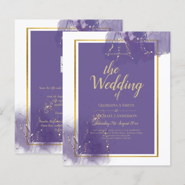 LeahG LILA GOLD Wedding Lavender ALCOHOL INK (Vorne/Hinten)