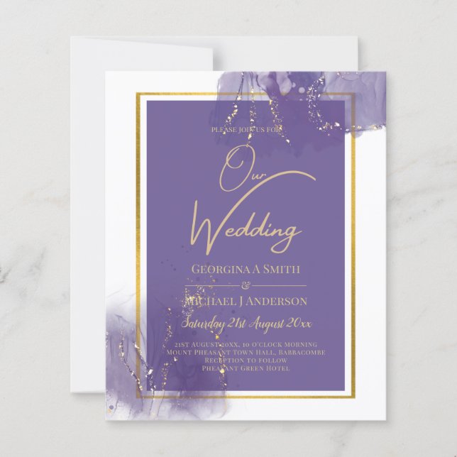 LeahG LILA GOLD Wedding Lavender ALCOHOL INK (Vorderseite)