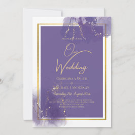 LeahG LILA GOLD Wedding Lavender ALCOHOL INK Einladung