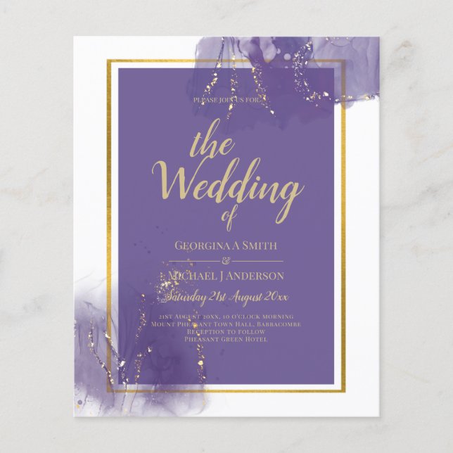 LeahG LILA GOLD Wedding Lavender ALCOHOL INK Flyer (Vorne)