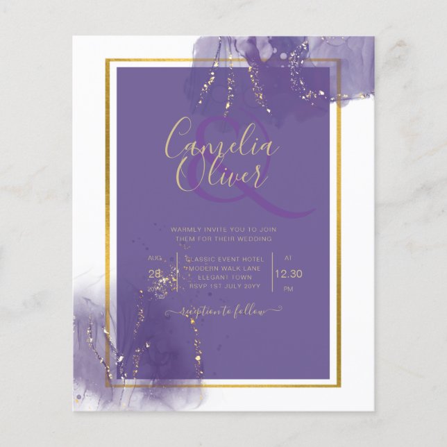 LeahG LILA GOLD Wedding Lavender ALCOHOL INK Flyer (Vorne)