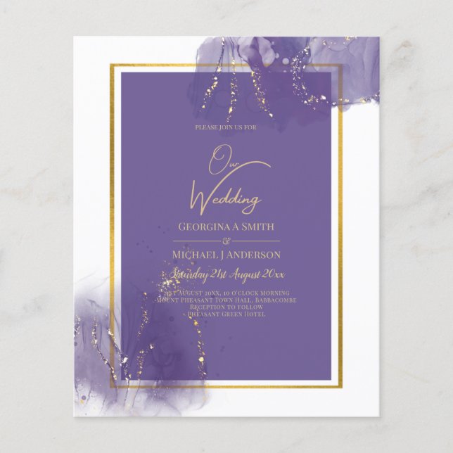 LeahG LILA GOLD Wedding Lavender ALCOHOL INK Flyer (Vorne)