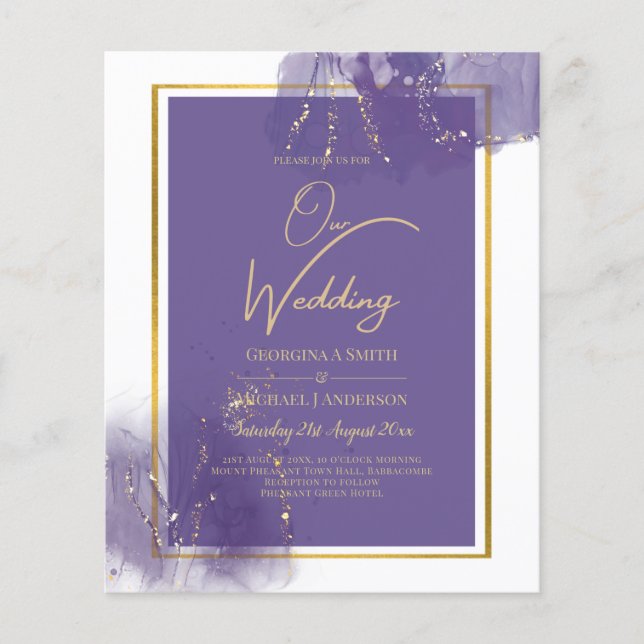 LeahG LILA GOLD Wedding Lavender ALCOHOL INK Flyer (Vorne)