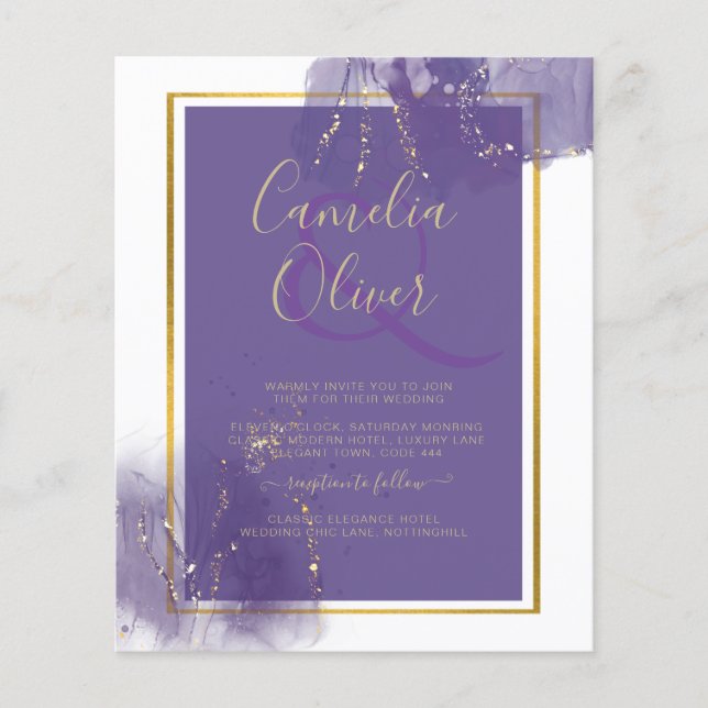 LeahG LILA GOLD Wedding Lavender ALCOHOL INK Flyer (Vorne)