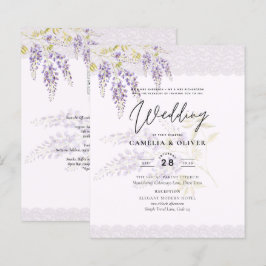 LeahG Lila WISTERIA Lace Floral Wedding INVITE