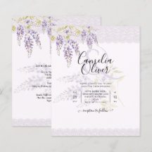LeahG Lila WISTERIA Lace Floral Wedding INVITE
