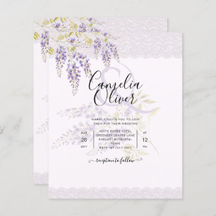 LeahG Lila WISTERIA Lace Floral Wedding INVITE